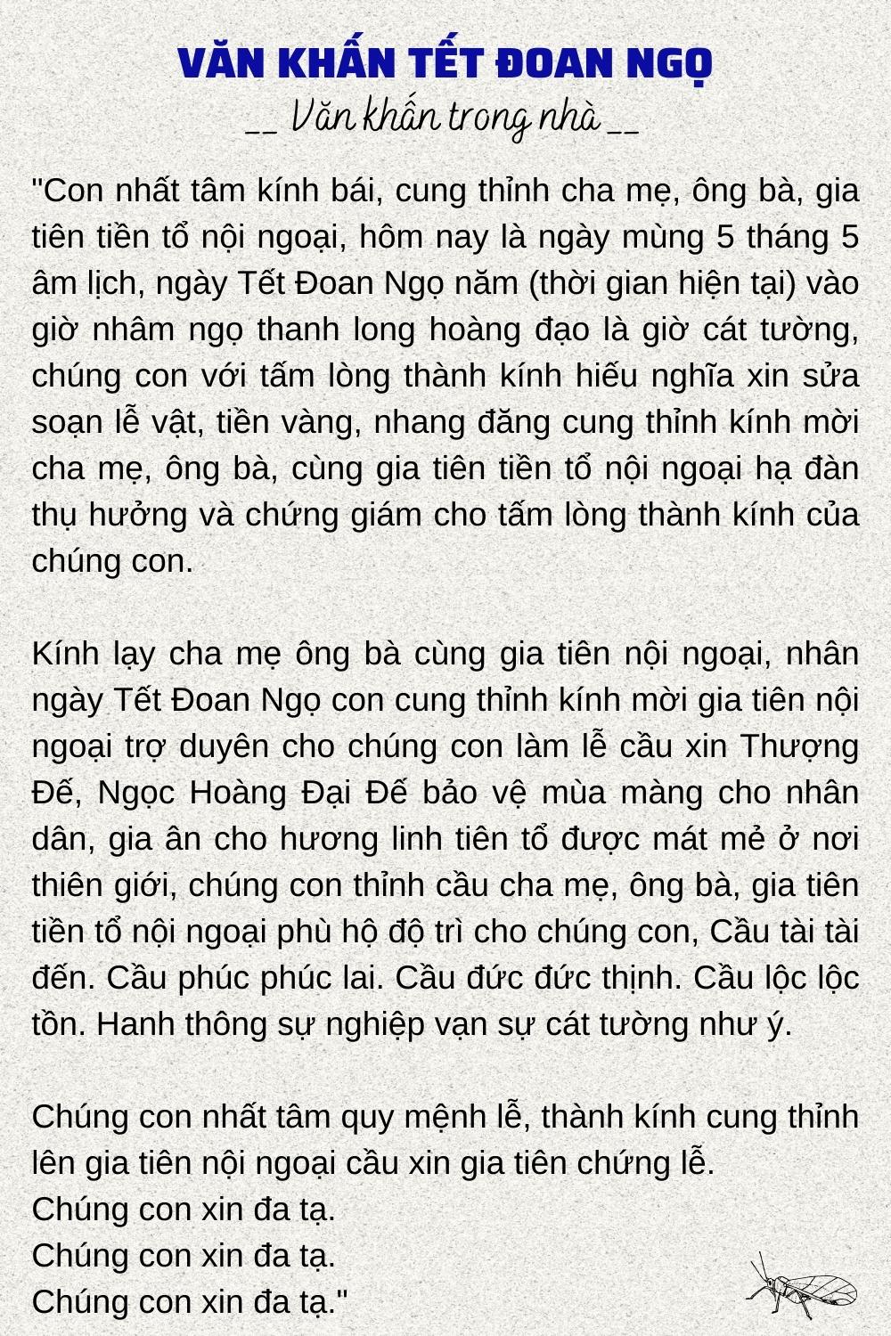 Văn khấn Tết Đoan Ngọ